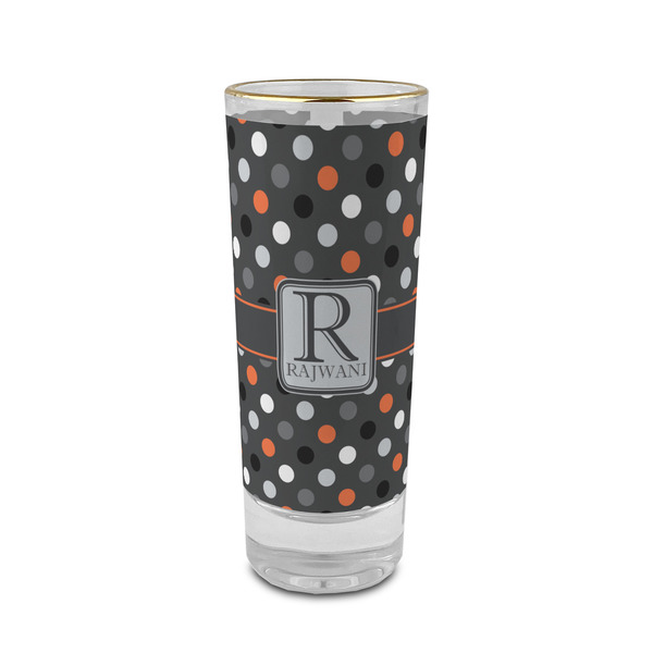 Custom Gray Dots 2 oz Shot Glass -  Glass with Gold Rim - Set of 4 (Personalized)