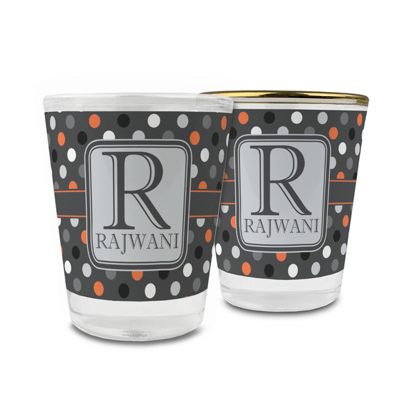 Custom Gray Dots Glass Shot Glass - 1.5 oz (Personalized)