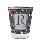 Gray Dots Glass Shot Glass - 1.5 oz - with Gold Rim - Single (Personalized)