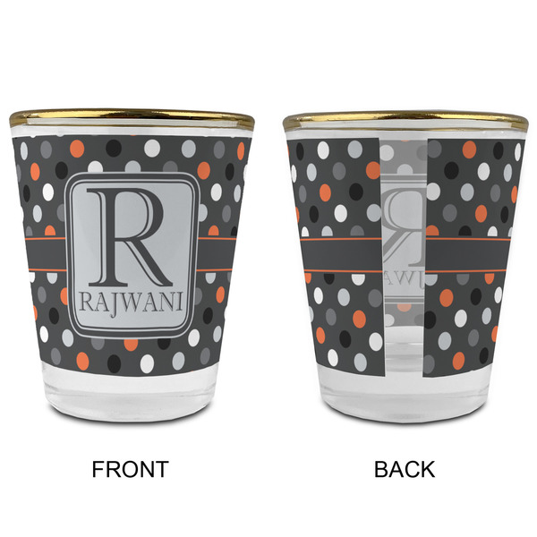 Gray Dots Glass Shot Glass - with gold rim - APPROVAL