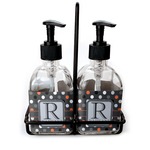 Gray Dots Glass Soap & Lotion Bottle Set (Personalized)