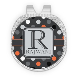 Gray Dots Golf Ball Marker - Hat Clip - Silver