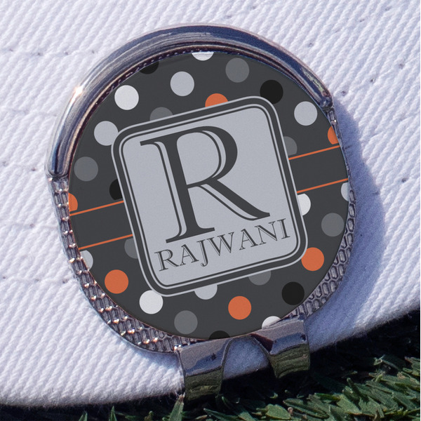 Custom Gray Dots Golf Ball Marker - Hat Clip