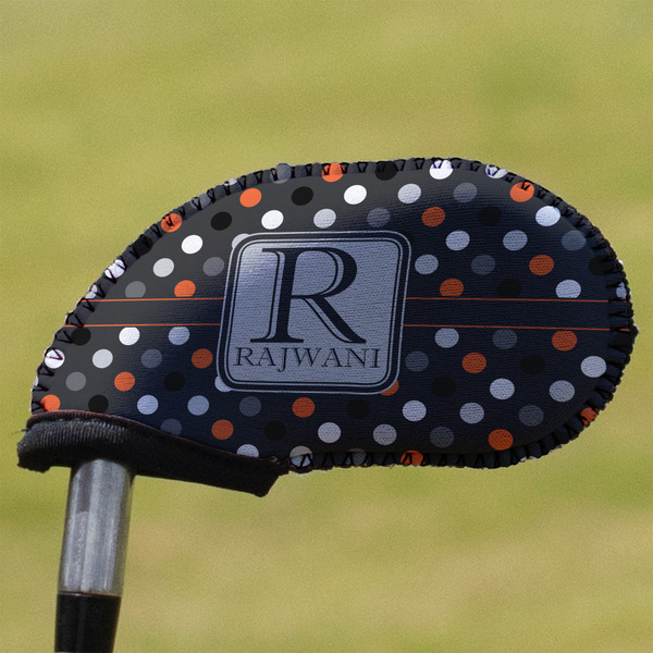 Custom Gray Dots Golf Club Iron Cover (Personalized)