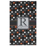 Gray Dots Golf Towel - Poly-Cotton Blend - Large w/ Name and Initial