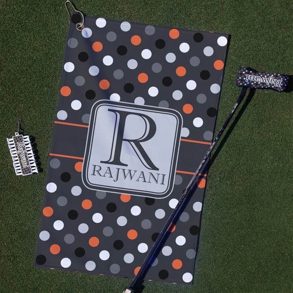 Custom Gray Dots Golf Towel Gift Set (Personalized)