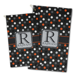 Gray Dots Golf Towel - Poly-Cotton Blend w/ Name and Initial