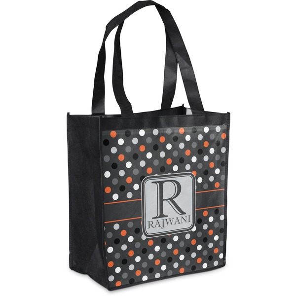 Custom Gray Dots Grocery Bag (Personalized)