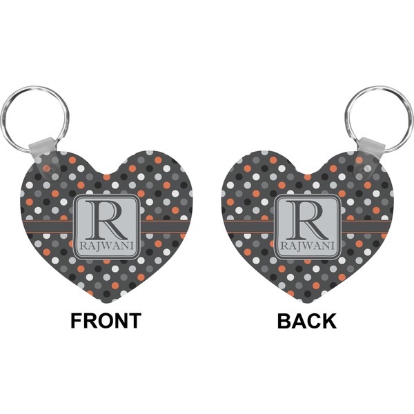 Gray Dots Heart Keychain (Front + Back)