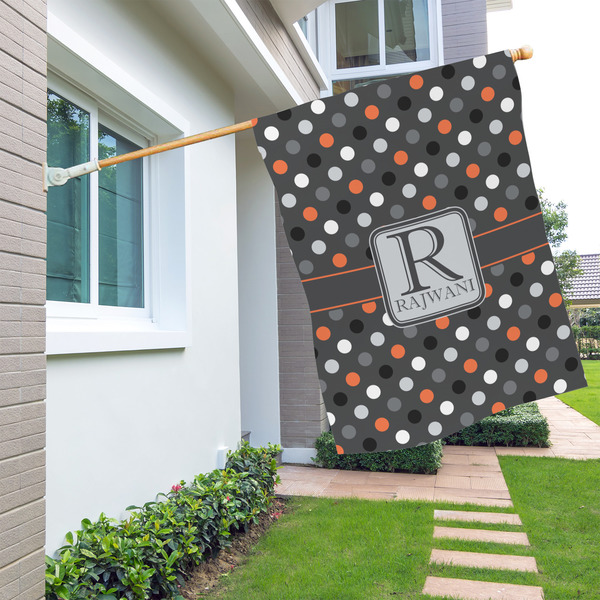 Gray Dots House Flags - Single Sided - LIFESTYLE