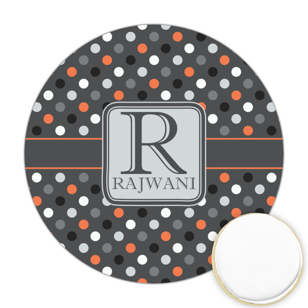 Custom Gray Dots Printed Cookie Topper - 2.5" (Personalized)