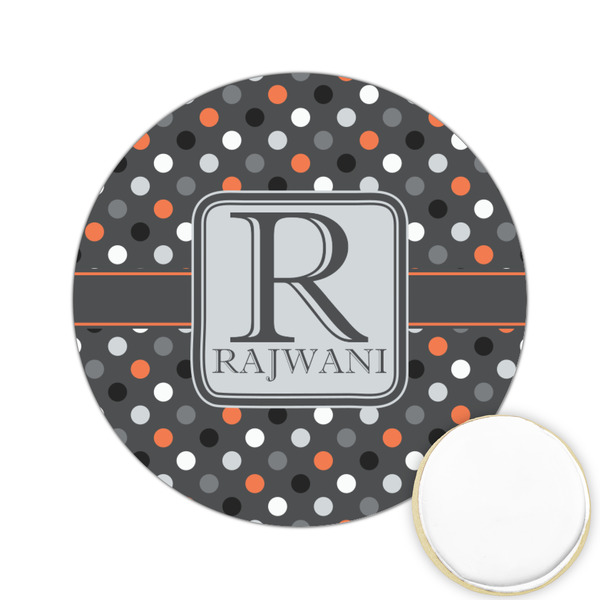 Custom Gray Dots Printed Cookie Topper - 2.15" (Personalized)