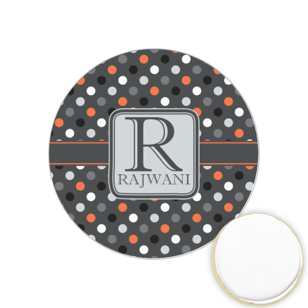 Custom Gray Dots Printed Cookie Topper - 1.25" (Personalized)