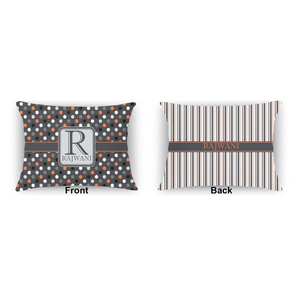 Gray Dots  Indoor Rectangular Burlap Pillow (Front and Back)