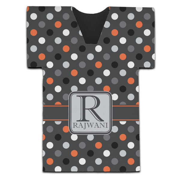 Custom Gray Dots Jersey Bottle Cooler (Personalized)