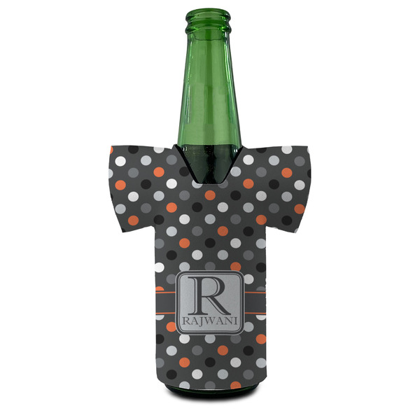 Gray Dots Jersey Bottle Cooler - Set of 4 - FRONT (on bottle)