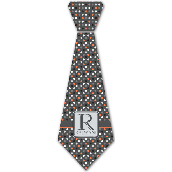 Custom Gray Dots Iron On Tie - 4 Sizes w/ Name and Initial