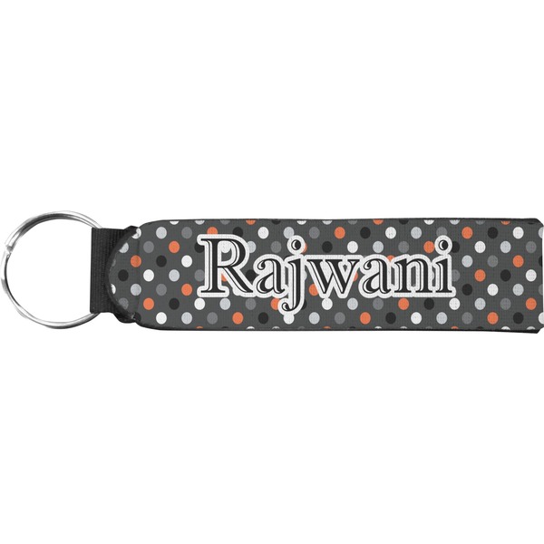 Custom Gray Dots Neoprene Keychain Fob (Personalized)