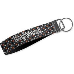 Gray Dots Webbing Keychain Fob - Large (Personalized)