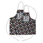 Gray Dots Kid's Apron w/ Name and Initial