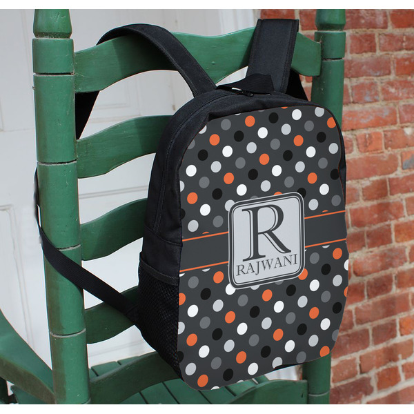 Gray Dots Kids Backpack - In Context
