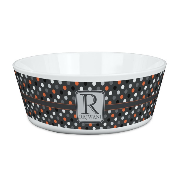 Custom Gray Dots Kid's Bowl (Personalized)