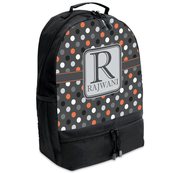 Custom Gray Dots Backpacks - Black (Personalized)