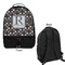 Gray Dots Large Backpack - Black - Front & Back View