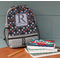 Gray Dots Large Backpack - Gray - On Desk