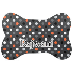 Gray Dots Bone Shaped Dog Food Mat (Large) (Personalized)