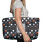 Gray Dots Large Rope Tote Bag - In Context View