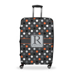 Gray Dots Suitcase - 28" Large - Checked w/ Name and Initial