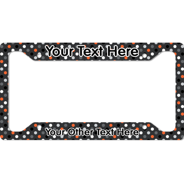Custom Gray Dots License Plate Frame - Style A (Personalized)