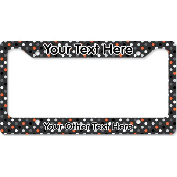 Custom Gray Dots License Plate Frame - Style B (Personalized)