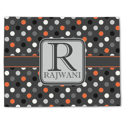 Gray Dots Single-Sided Linen Placemat - Single w/ Name and Initial