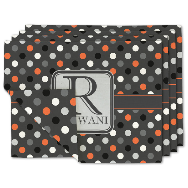 Custom Gray Dots Linen Placemat w/ Name and Initial