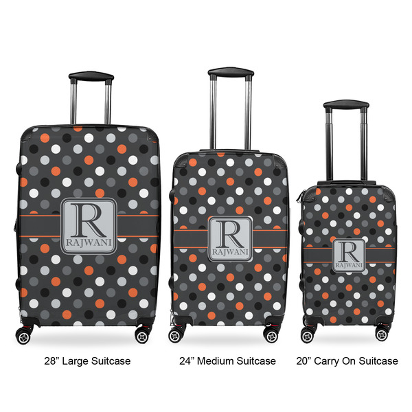 Gray Dots Luggage Bags all sizes - With Handle