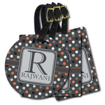Gray Dots Plastic Luggage Tag (Personalized)