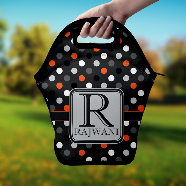 Gray Dots Lunch Bag - Hand