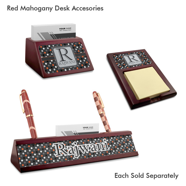 Gray Dots Mahogany Desk Accessories