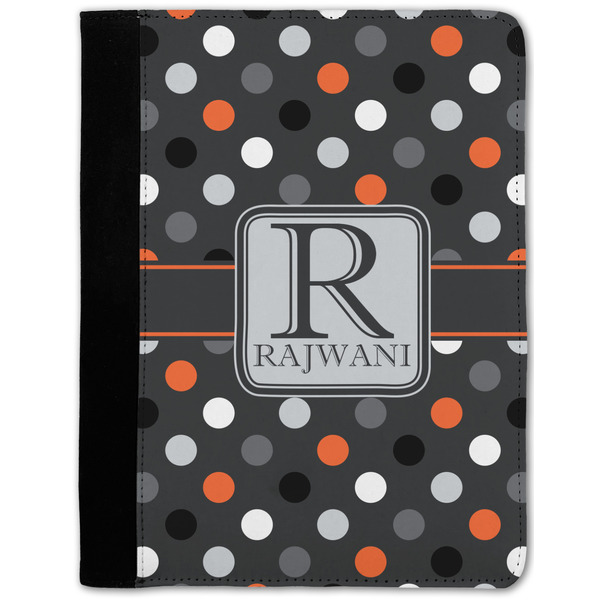 Custom Gray Dots Notebook Padfolio w/ Name and Initial