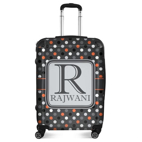 Custom Gray Dots Suitcase - 24" Medium - Checked (Personalized)