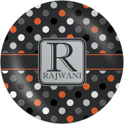 Gray Dots Melamine Plate (Personalized)