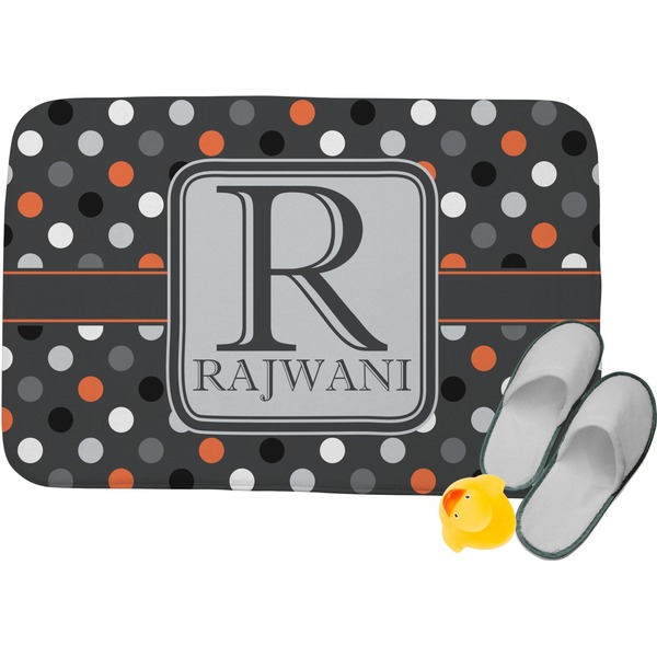 Custom Gray Dots Memory Foam Bath Mat - 24"x17" (Personalized)