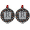 Gray Dots Metal Ball Ornament - Front and Back