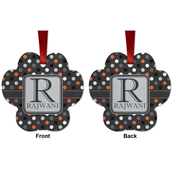Gray Dots Metal Paw Ornament - Front and Back