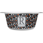 Gray Dots Stainless Steel Dog Bowl (Personalized)