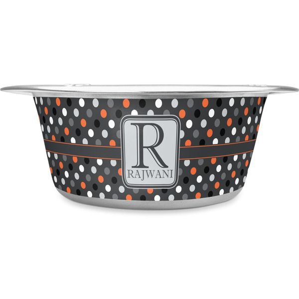 Custom Gray Dots Stainless Steel Dog Bowl - Small (Personalized)