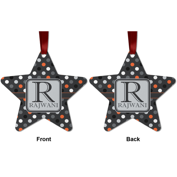 Gray Dots Metal Star Ornament - Front and Back
