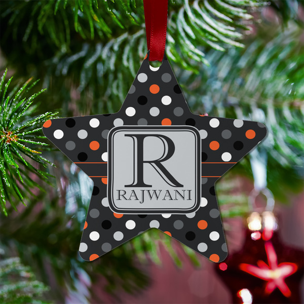 Gray Dots Metal Star Ornament - Lifestyle
